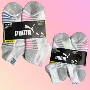 Puma Assorted Colors Mesh Ventilation Sport Cushion Low Cut Training Socks-6Pk